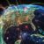Global network connections over North America.