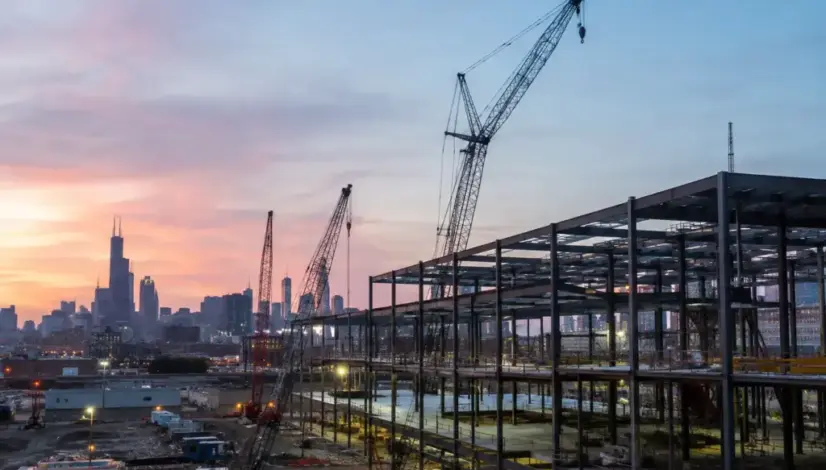 Large data center infrastructure construction project illustrating growing AI power and manufacturing demand